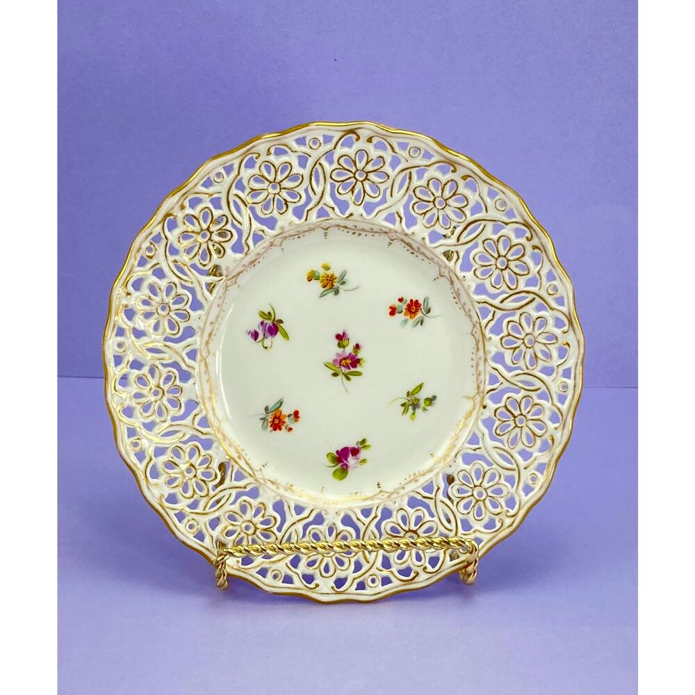 Rare Antique Dresden pierced Porcelain Plate